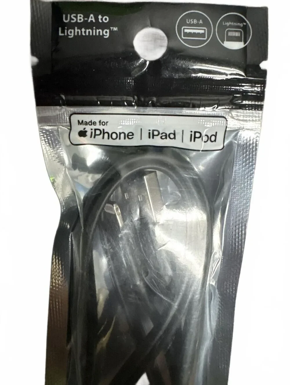 3FT 2.4A High-Speed Tangle-Free Flat USB-A to Lightning Cable (Black)